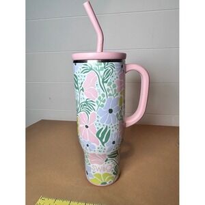 Swig Life 30oz  Mug Insulated Tumbler with Handle Floral Garden Party Pink